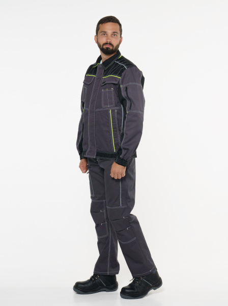 Куртка "Престиж" кор.,летняя темно-серая с лим. кантом тк.Rodos (245 гр/кв.м) (ЧЗ) Куртка "Престиж" кор.,летняя темно-серая с лим. кантом тк.Rodos (245 гр/кв.м) (ЧЗ)