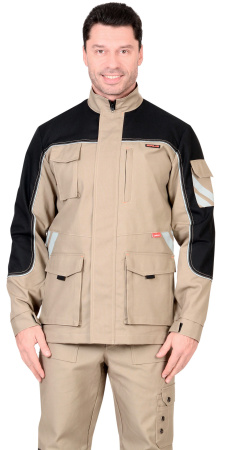 Куртка "ВЕСТ-ВОРК" удлиненная, бежевая с черным (ЧЗ) (распродажа)