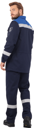Костюм мужской АНТИСТАТ от МВ и ОПЗ, от стат. элект. (куртка, п/ком)  т.синий/вас. КОС 583 (ЧЗ)