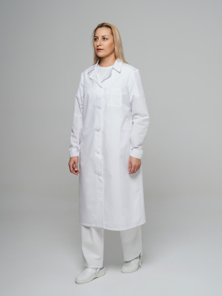 Халат рабочий женский №203 отбеленный, ткань ТИСИ Халат рабочий женский №203 отбеленный, ткань ТИСИ