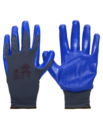 Перчатки Safeprotect "НейпНит"  (нейлон+нитрил, серый с синим,13-й класс вязки)