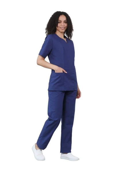 Костюм медицинский женский синий "Роксана", бязь (ЧЗ) Костюм медицинский женский синий "Роксана", бязь (ЧЗ)