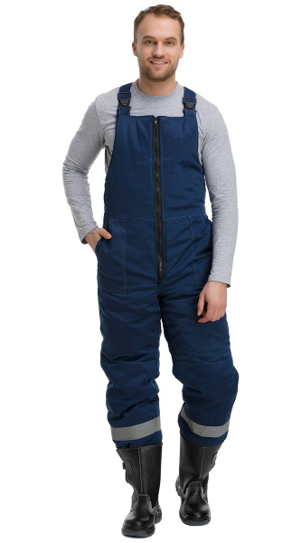 Костюм рабочий мужской утепленный зимний RONTA KS242 с полукомбинезоном темно-синий, васильковый