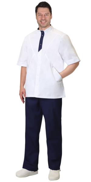 Костюм "АЛЕКС" мужской: куртка,брюки, белый с т.синим Костюм "АЛЕКС" мужской: куртка,брюки, белый с т.синим