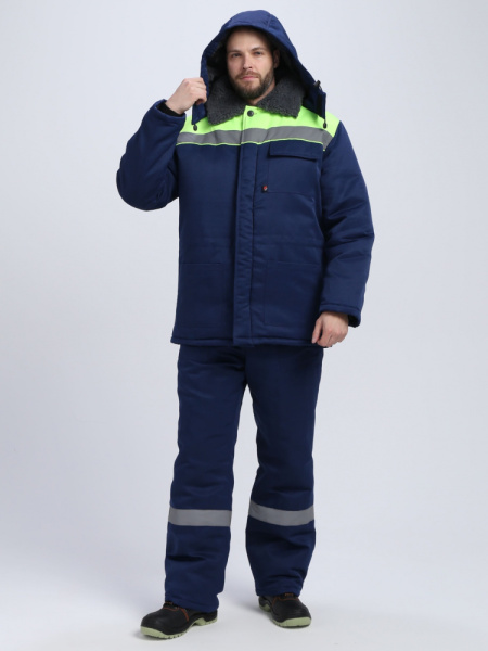 Костюм зимний Труженик-Ультра СОП (тк.Смесовая,210) брюки, т.синий/лимонный Костюм зимний Труженик-Ультра СОП (тк.Смесовая,210) брюки, т.синий/лимонный