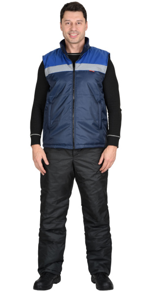 Жилет "ЭКСПРЕСС" с воротником стойка, синий с васильковым и  СОП 50 (ЧЗ) Жилет "ЭКСПРЕСС" с воротником стойка, синий с васильковым и  СОП 50 (ЧЗ)