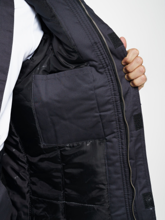 Костюм "ХОВАРД": зим. куртка дл.,брюки т.-серый с черным и лимон. отд. (ЧЗ)