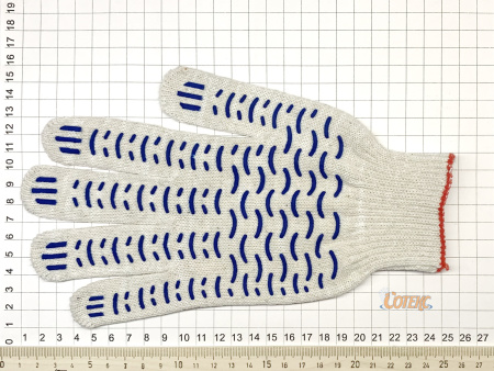 Перчатки ХБ 6-ти с ПВХ "Волна" 10 класс