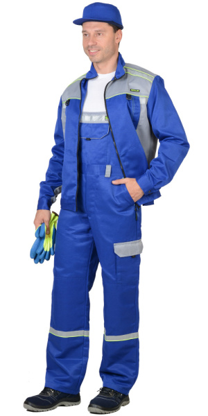 Костюм "Практик"летн.: куртка, п/к. васильковый со св.серым тк.CROWN-230 (ЧЗ)