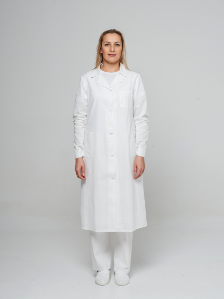 Халат рабочий женский №201 отбеленный, ткань Бязь Халат рабочий женский №201 отбеленный, ткань Бязь