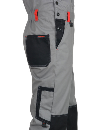 Полукомбинезон "СТАН" :  ср-серый с черной и красной отделкой