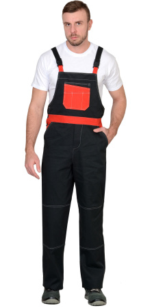 Полукомбинезон "Гранд" чёрный с красным (100% узбекская саржа)