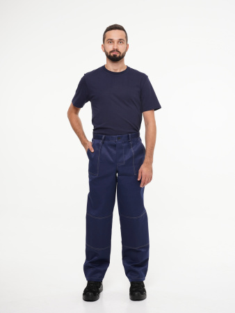 Костюм рабочий мужской №100 (куртка, брюки) тёмно-синий с васильковым без СОП (ЧЗ)