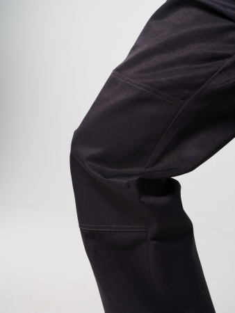 Костюм рабочий мужской №102 (куртка, полукомбинезон) тёмно-серый, черным с лимонным кантом