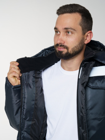 Куртка мужская зимняя Кур704 ткань Оксфорд, цвет темно-серый с черным