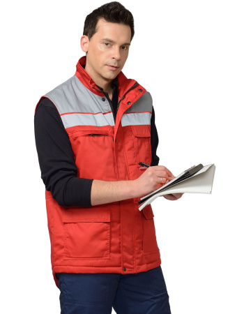 Жилет "Спец" утеплённый мужской красный с серым (ЧЗ) Жилет "Спец" утеплённый мужской красный с серым (ЧЗ)