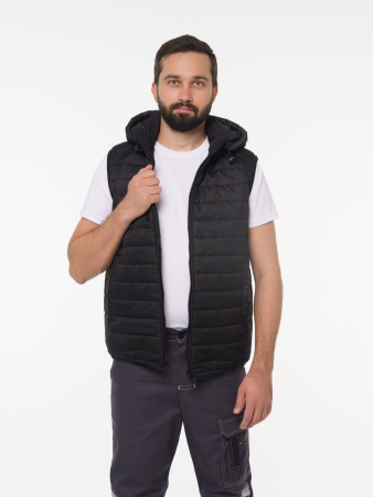 Жилетка мужская зимняя Кур713 цвет черный, ткань п/э