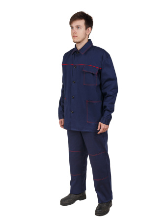 Костюм "ТРУД": куртка, брюки синий с красным кантом, 100% хлопок Текстильторг