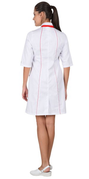 Халат "Муза" женский:  белый с красным (ЧЗ) Халат "Муза" женский:  белый с красным (ЧЗ)