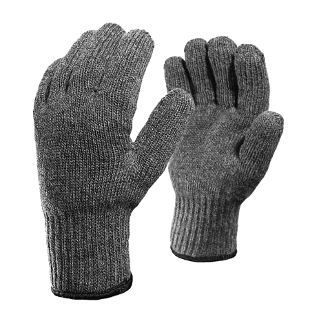 Перчатки шерстяные двойные (70% шерсть+30% акрил), черные