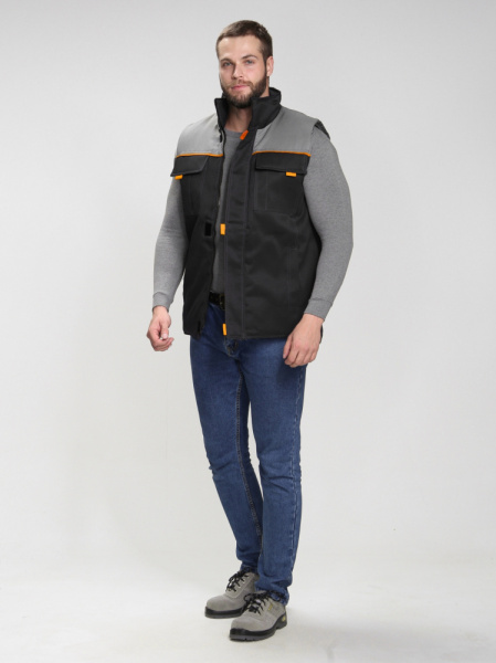 Жилет утепленный Фаворит (тк.Смесовая,210), черный/серый (ЧЗ)