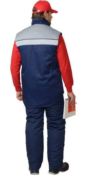 Жилет "Спец" утеплённый мужской синий с серым (ЧЗ) Жилет "Спец" утеплённый мужской синий с серым (ЧЗ)