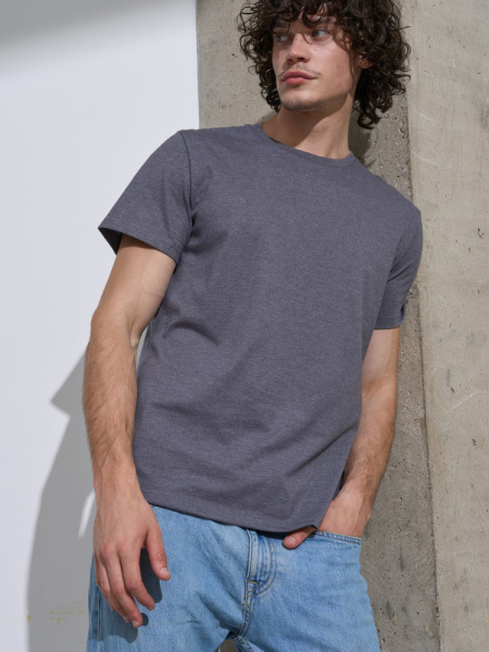 Футболки МУЖСКИЕ трикотажные (состав: 100% х/б); плотность 180 гр/м² (Меланж графит)