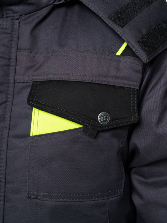 Костюм "ХОВАРД": зим. куртка дл.,брюки т.-серый с черным и лимон. отд. (ЧЗ)