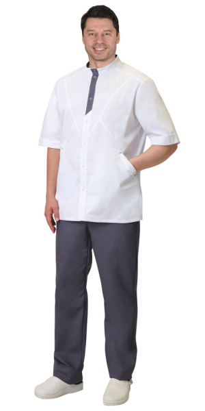 Костюм "АЛЕКС" мужской: куртка,брюки, белый с т.серым (ЧЗ)