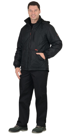 Куртка "ПРАГА-Люкс" мужская, с капюшоном, черный (ЧЗ)