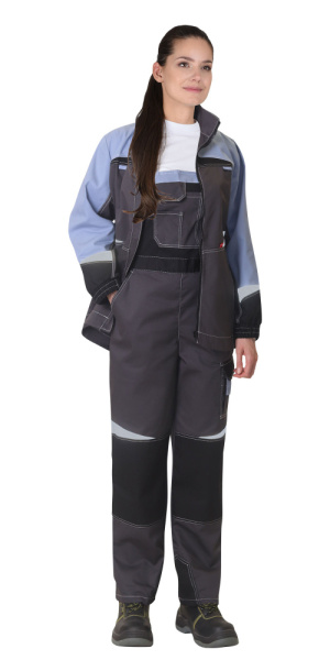 Костюм "Фаворит-Мега" жен.: куртка,п/к,серый с черн., и сиреневым, СОП Тк. Rodos Распродажа