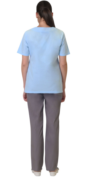 Костюм "КЭТРИН" женский: блуза, брюки, голубой с темно-серым Костюм "КЭТРИН" женский: блуза, брюки, голубой с темно-серым