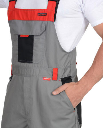 Полукомбинезон "СТАН" :  ср-серый с черной и красной отделкой