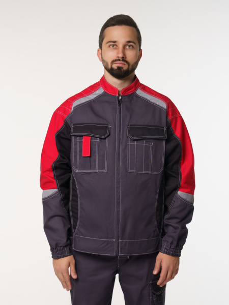 Куртка рабочая мужская №116 цвет серый с красным, черным