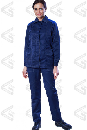 Костюм женский рабочий летний Лада, синий с васильковым КОС 259