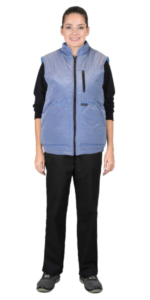 Жилет "ЕВРОПА" удлиненный, Скай блю (на подкладке флис голубой) (ЧЗ) тк. Принц