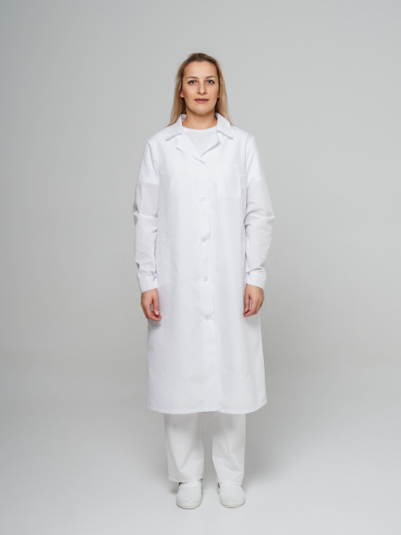 Халат рабочий женский №203 отбеленный, ткань ТИСИ Халат рабочий женский №203 отбеленный, ткань ТИСИ