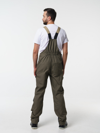 Полукомбинезон рабочий мужской №116 хаки, черный с бежевым, СОП, ткань Канвас