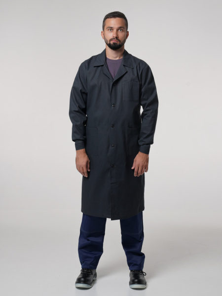 Халат рабочий мужской №200 черный, ткань Бязь Халат рабочий мужской №200 черный, ткань Бязь