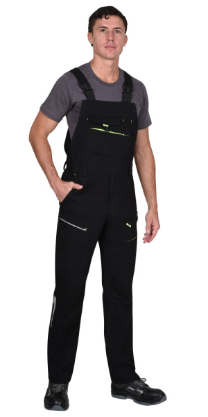 Полукомбинезон "Декстер" черный с лимонной отделкой тк. Стрейч 250