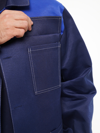 Костюм рабочий мужской №100 (куртка, брюки) тёмно-синий с васильковым без СОП (ЧЗ)