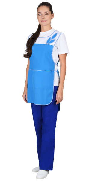 Фартук-сарафан "ВЕСНА"  бирюзовый с белым