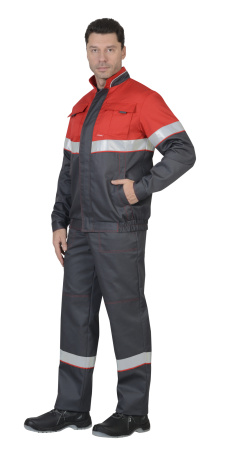 Костюм "Навигатор" летний: куртка, п.комб. серый с красным и СОП (распродажа)