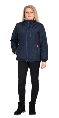 Куртка "SNOW" синяя с бежевым на подкладке флис (ЧЗ)