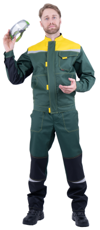 Костюм КМ-10 ЛЮКС летний, зеленый-желтый (Куртка+полукомбинезон) (ЧЗ)