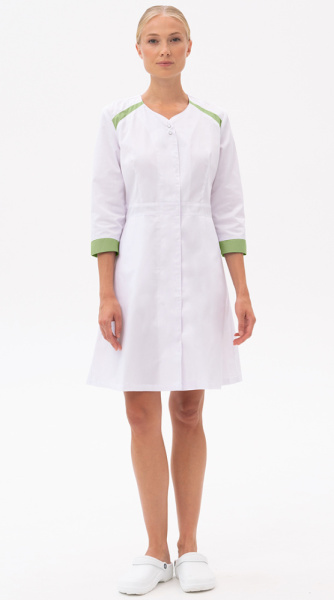 Халат МИРАЖ белый/зеленый тк. Оптима Хал 857  (ЧЗ) Халат МИРАЖ белый/зеленый тк. Оптима Хал 857  (ЧЗ)