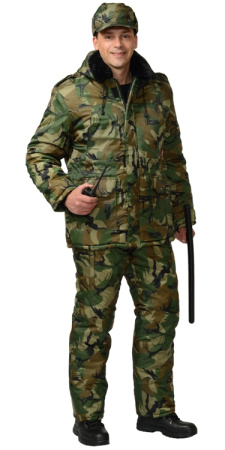 Костюм "Безопасность" (охрана/охранник) зимний: куртка дл., п/комб. КМФ зелёный