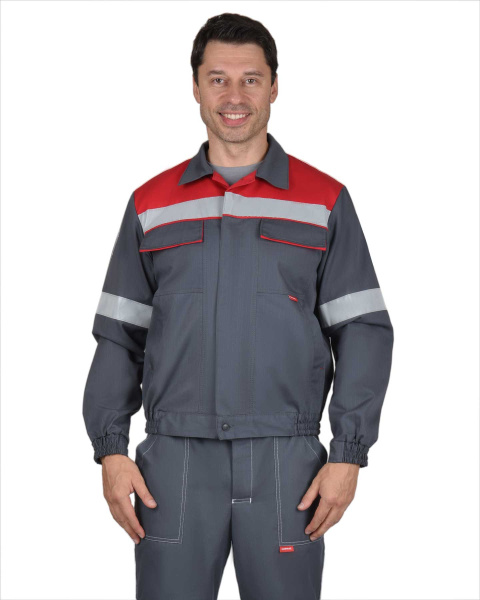 Куртка "Мегион" короткая, серая с красным (ЧЗ) Куртка "Мегион" короткая, серая с красным (ЧЗ)