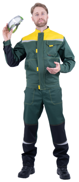 Костюм КМ-10 ЛЮКС летний, зеленый-желтый (Куртка+полукомбинезон) (ЧЗ)