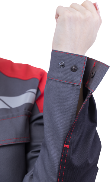 Куртка ХАЙ-ТЕК SAFETY летняя серый-чёрный-красн., женская, Томбой, пл. 245 г/м², КУР 421